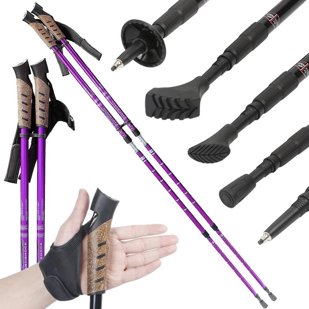 Set di 2 bastoncini da nordic walking in alluminio viola Immagine del prodotto 