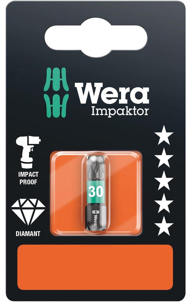 Wera Torx-Bit T 30 867/1 IMP DC SB SiS Werkzeugstahl legiert, diamantbeschichtet D 6.3 1 St
