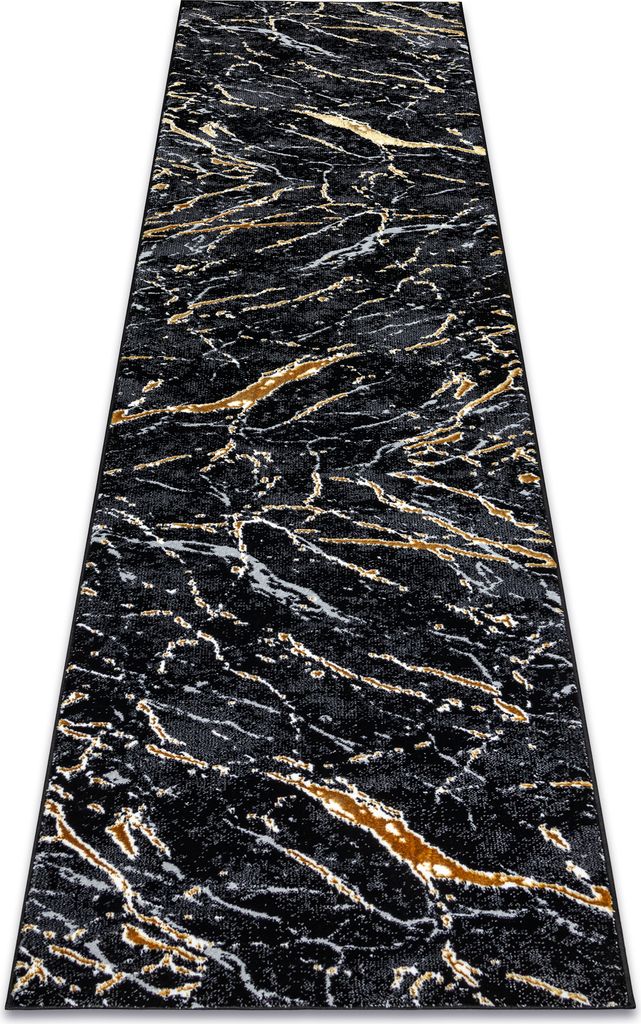 Teppich, Läufer ALLURE 1963 Marmor - Strukturell, stilvoll, glamourös schwarz / gold Schwarz 60x300 cm
