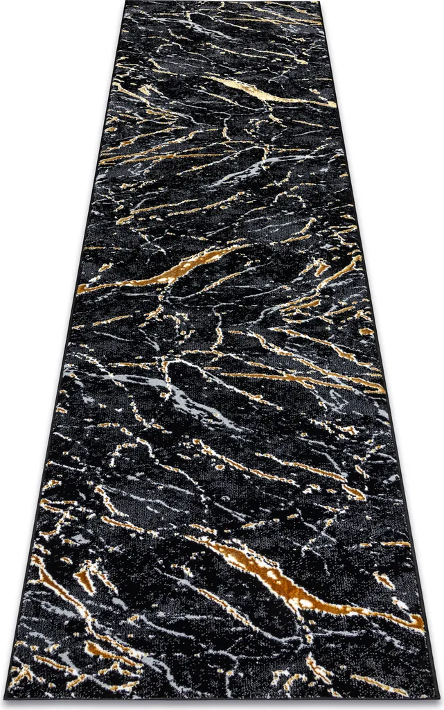 Tapis de couloir ALLURE 1963 Marbre Noir et Or - Design Luxe 60x250 cm