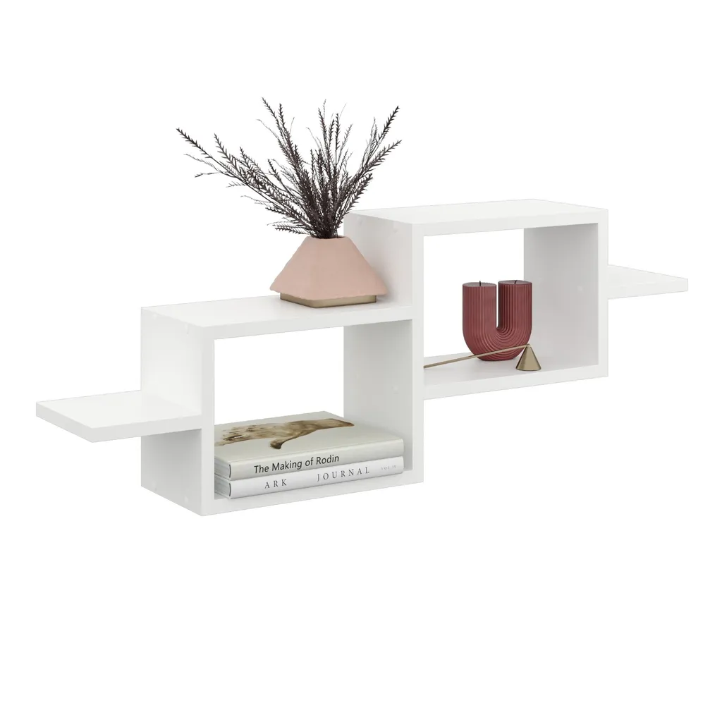 Étagère murale moderne blanche 95cm - Rangement ouvert grand format