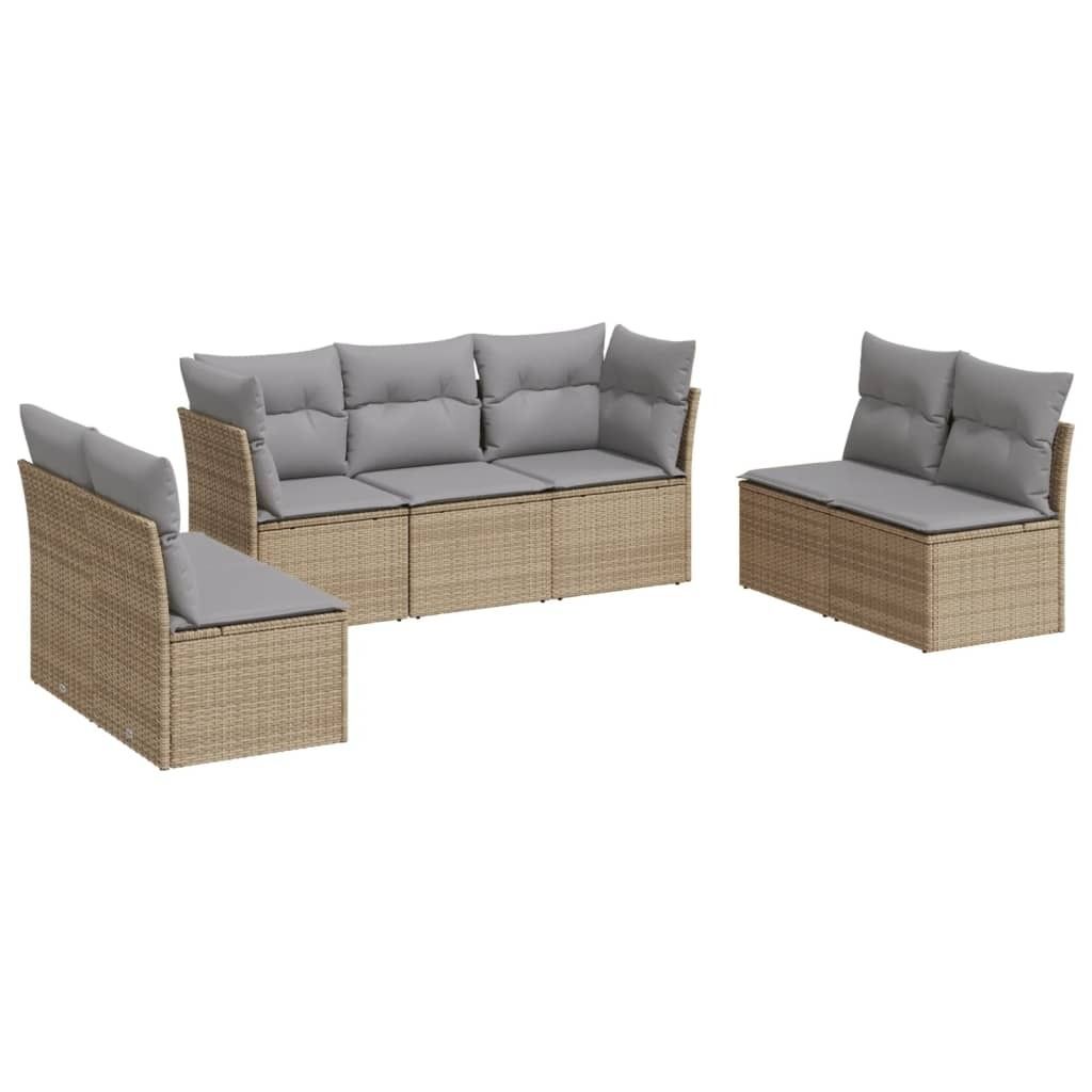 "im Sonderangebot" 7-tlg. Garten-Lounge-Set - elegantes Design - Sitzgruppe/Gartengarnitur - mit Kissen Beige Poly Rattan - Terassenmöbel DEMöbel...