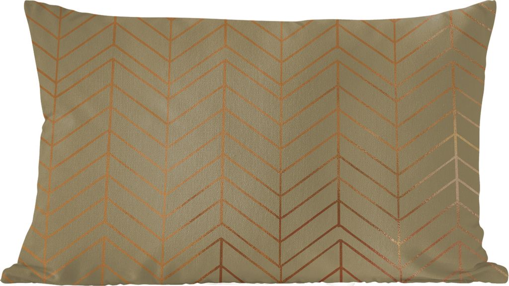 MuchoWow Zierkissen Sofakissen Wohnzimmer Dekokissen 60x40 cm Muster - Linie - Gold - Grün - Kopfkissen - Polster mit Foto