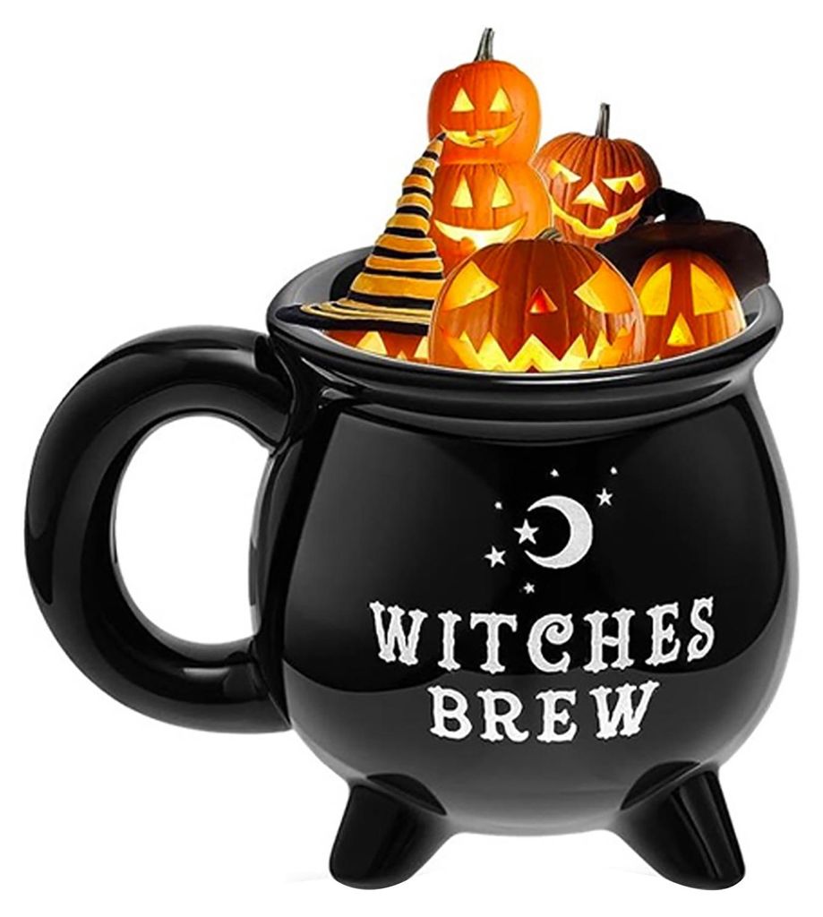 Personalisierter Hexenkessel-Becher, Halloween-Kaffeebecher, einzigartige Hexen-Teetasse, Wicca-Geschenk für Frauen und Freundinnen