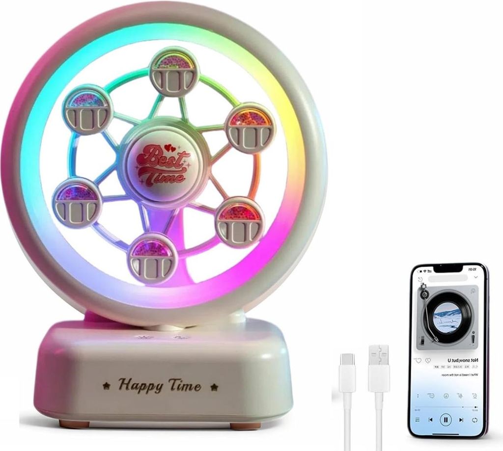 Ferris Wheel Bluetooth Lautsprecher Nachtlicht, Atmosphä Renlampe, Stufenlos RGB Tischlampe, Nachtischlampe, Musikbox Geschenk