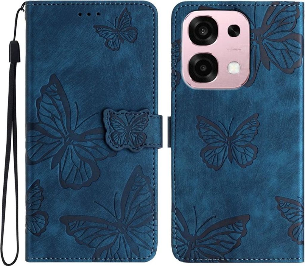 OPPO A6 Pro 5G Hülle - Coverup Schmetterlinge Klapphülle - Blau