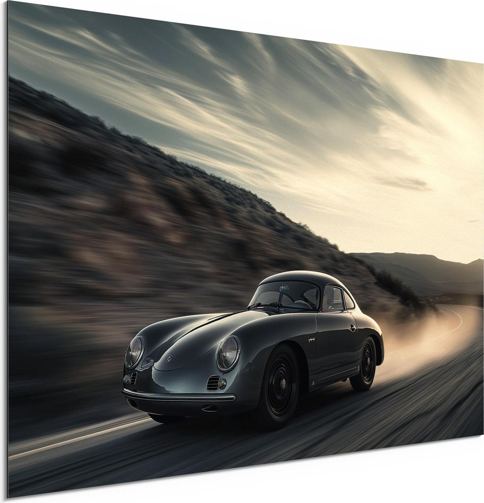DEQORI Alu-Dibond Bild Weiß 60x40 cm 'Nostalgie in Bewegung' Wandbild Metall dünn Design