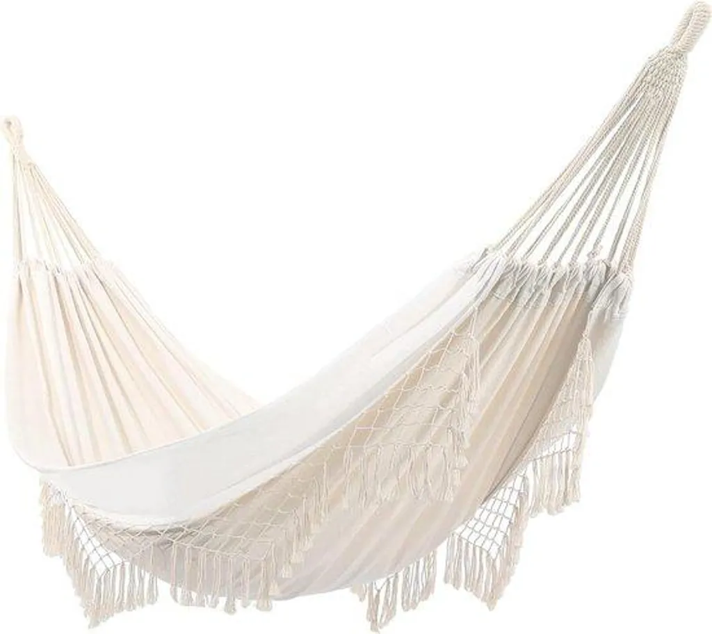 Hamac de jardin pour 2 personnes en coton blanc doux 210x150cm