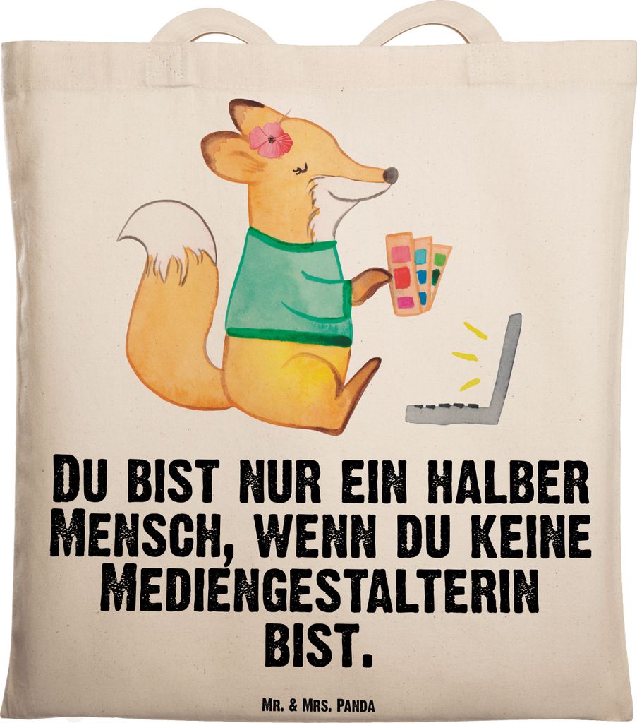 Mr. & Mrs. Panda Baumwollbeutel Mediengestalterin Herz - Produktbild 