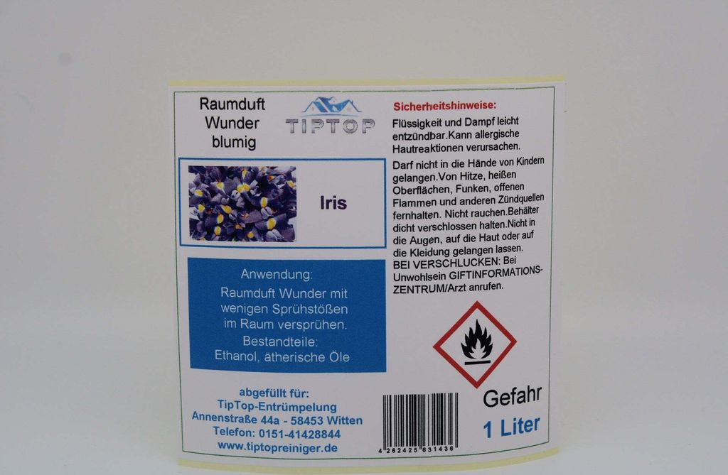 Raumduft-Wunder - 1 Liter - blumig - mehrere Duftnoten zur Auswahl – Iris