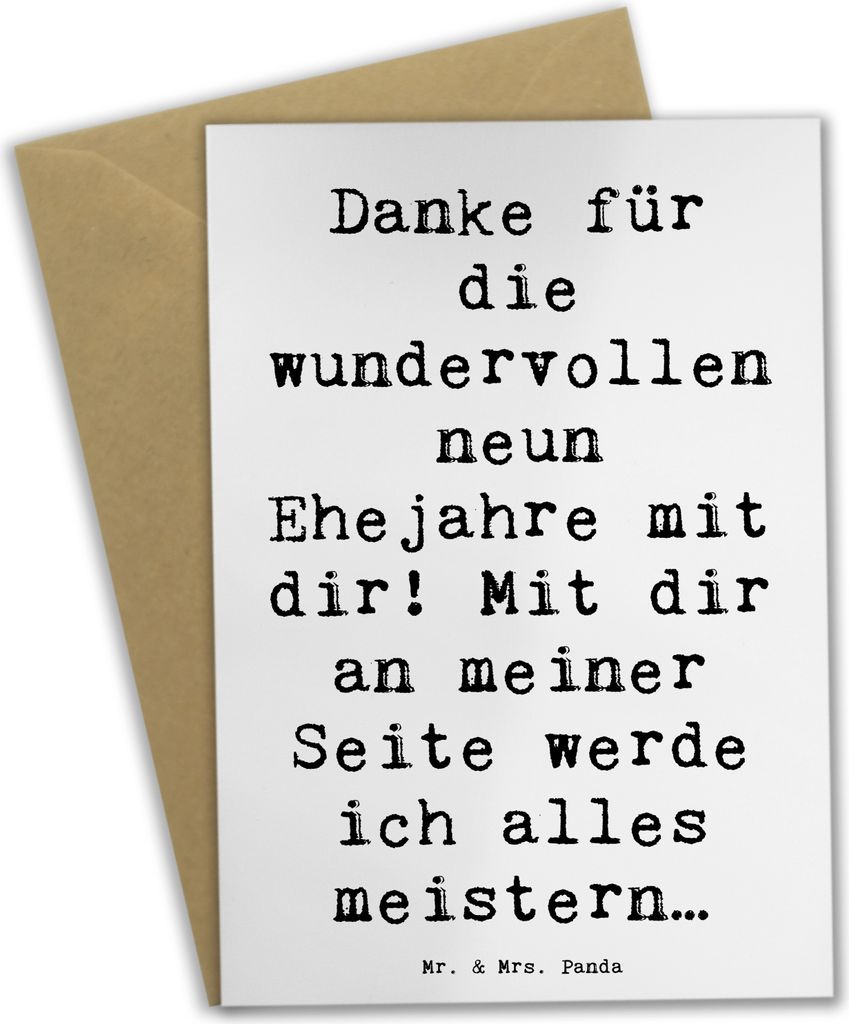Mr. & Mrs. Panda Grußkarte Spruch 9. Hochzeitstag Keramikhochzeit - Weiß - Geschenk, Zweisamkeit, wundervolle Ehejahre, Heiraten, glückwunschkar...