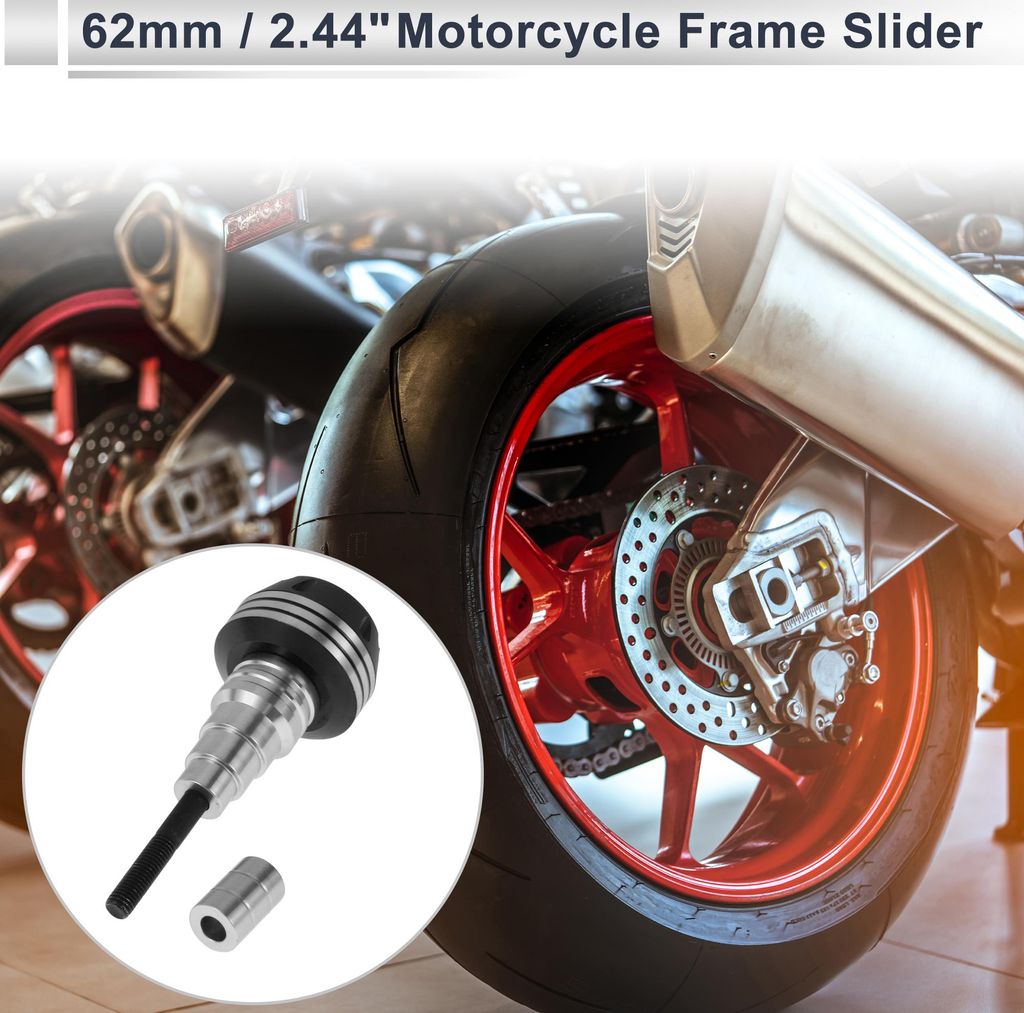 20mm Motorrad Slider Rahmen Aluminiumlegierung Kunststoff Rad Verkleidung Schutz Crash Pad Schutzblech 62mm 136mm Silberton 1 Stück