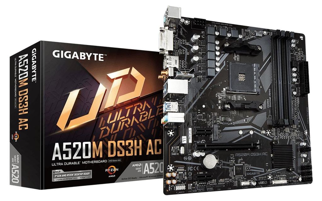GIGABYTE A520M DS3H AC Mainboard - AMD Ryzen 5000 Serie Produktbild 