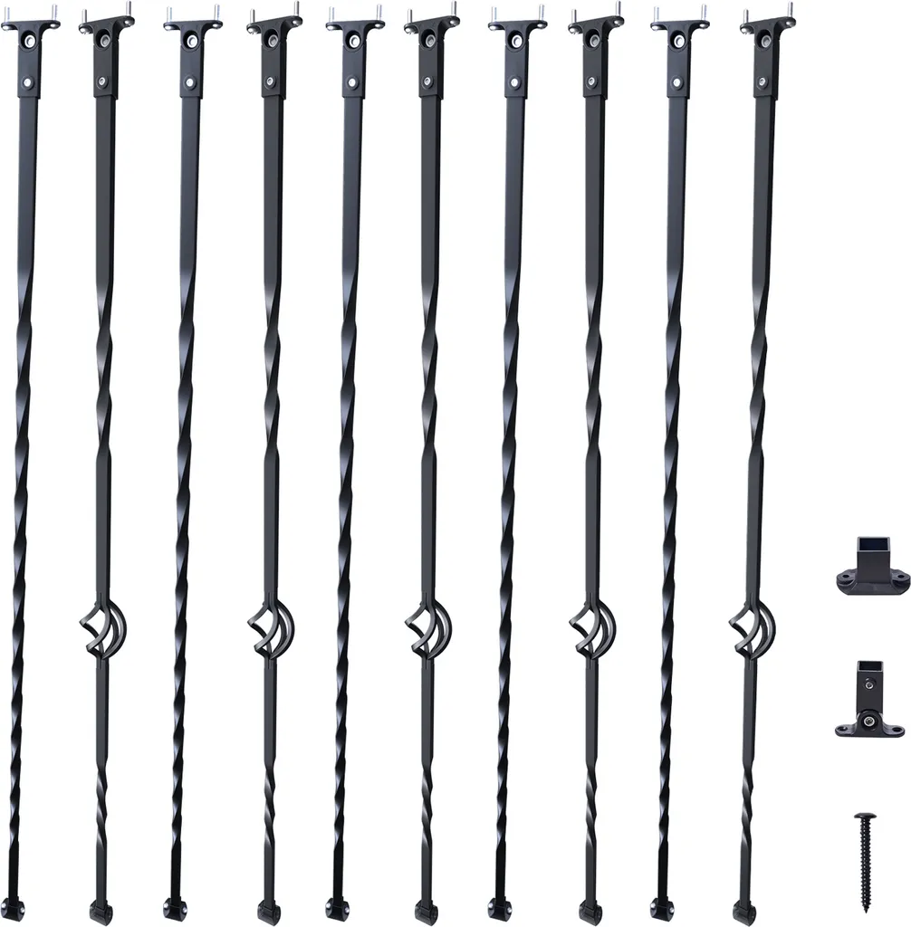 Kit de rampe d'escalier 10 balustres noirs pour rénovation de garde-corps