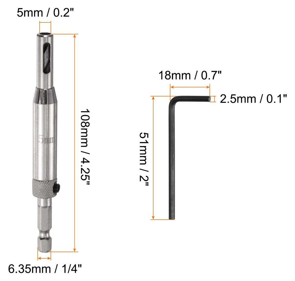 2 Stš¹ck Selbstzentrierende Bohrer Set 5mm, 1/4" Sechskantschaft Bohrer fš¹r Holzarbeiten, Schranktš¹r Scharnier Lochstanze mit Sechskantschl...