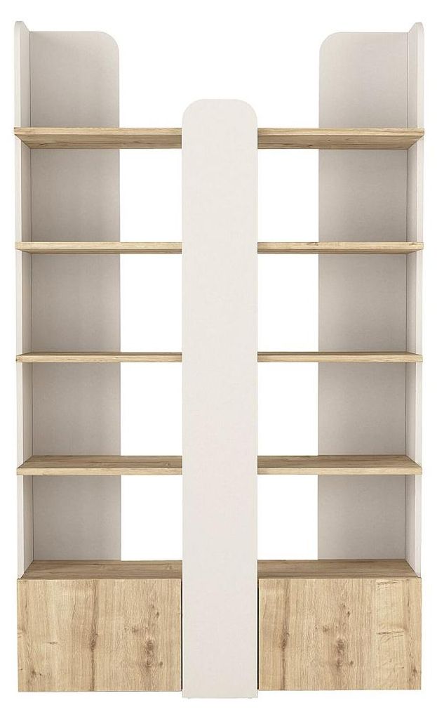 Bücherregal mit 2 Türen und 4 Einlegeböden - Beige und Natur - SARIOBA