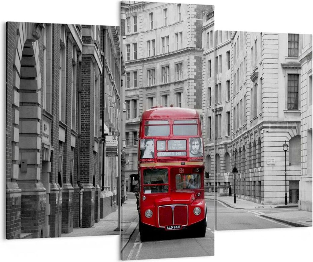 Bild auf Leinwand - Leinwandbild - Bus england urlaub london - 130x100cm - Wand Bild - Wanddeko - Leinwanddruck - Bilder - Kunstdruck - Wanddekorat...