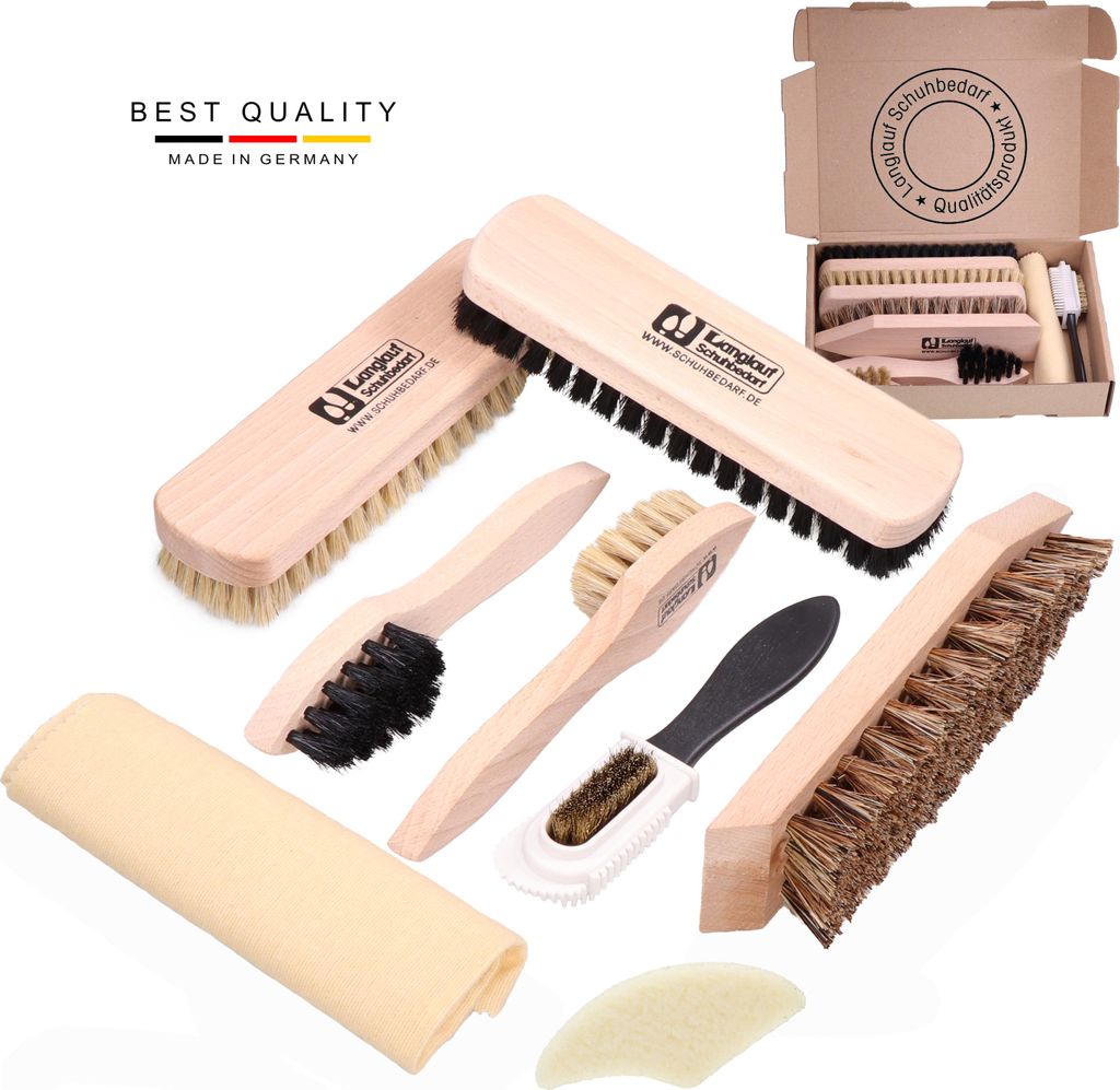 Schuhbürsten Set 8tlg – XXL Schuhputzset für Glatt-, Wild- Produktbild 