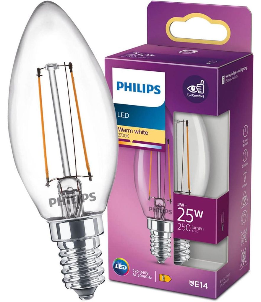 Philips Bougie LED Classic 2W blanc chaud E14 8718699777531 Image du produit 