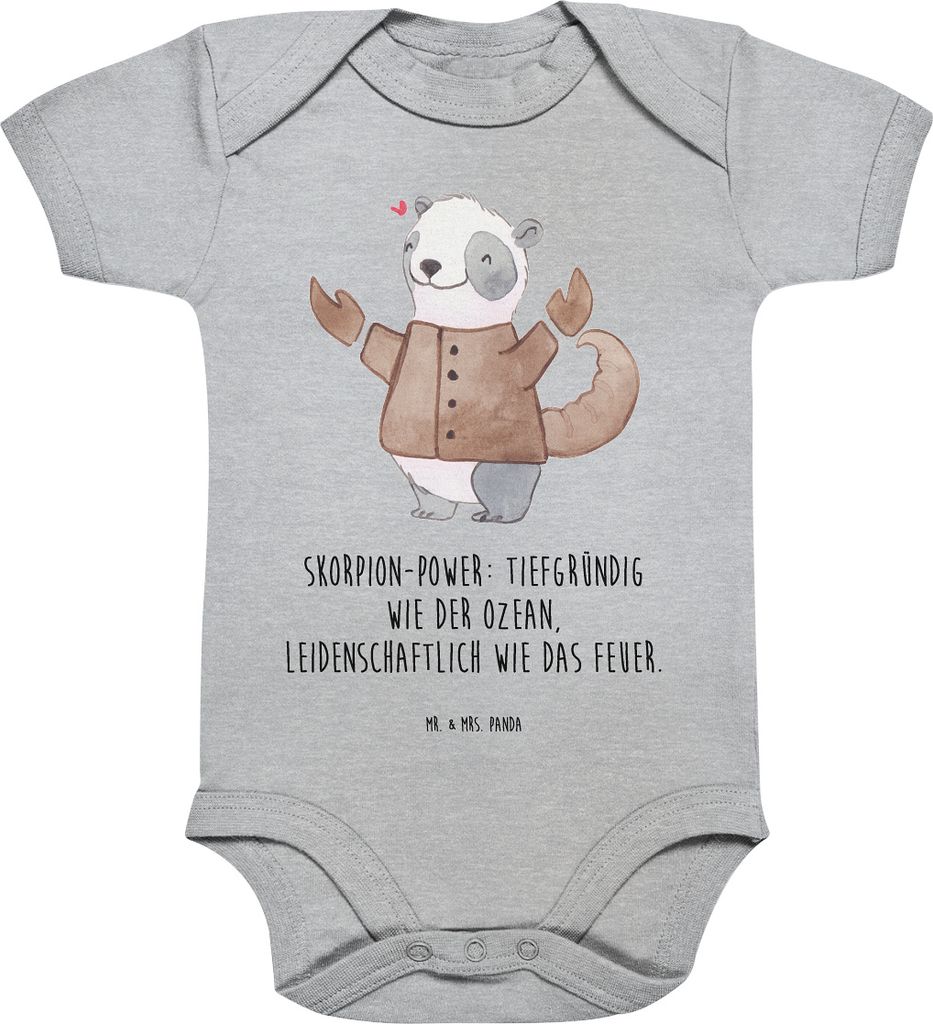 Mr. & Mrs. Panda overall baby Skorpion Astrologie 12. - 18. Monat - Heather Grey - Geschenk, Sternzeichen, Strampler, babykleidung body, Babybody k...