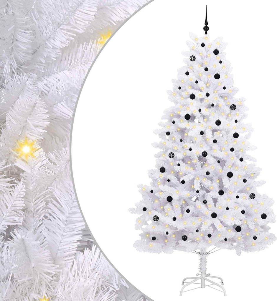 vidaXL Künstlicher klappbarer Weihnachtsbaum Weiß 270 cm PVC und Stahl