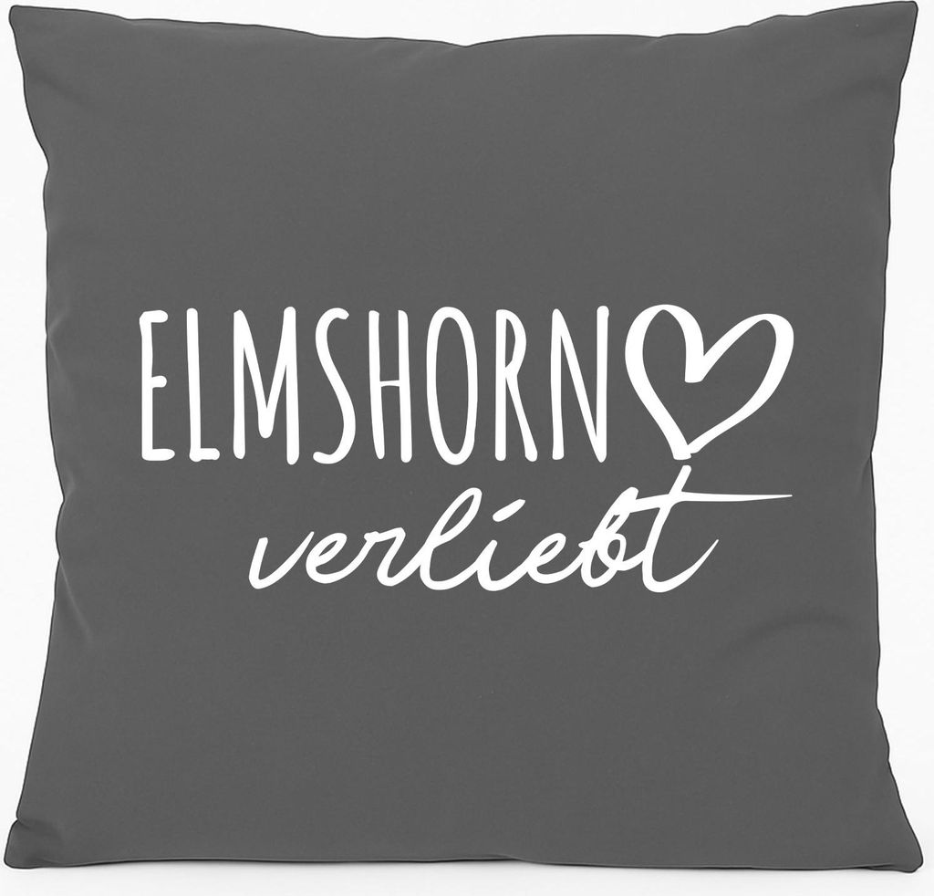 Huuraa Kissen Elmshorn verliebt 40x40cm mit Füllung Steel Grey Baumwolle Dekokissen Geschenkidee