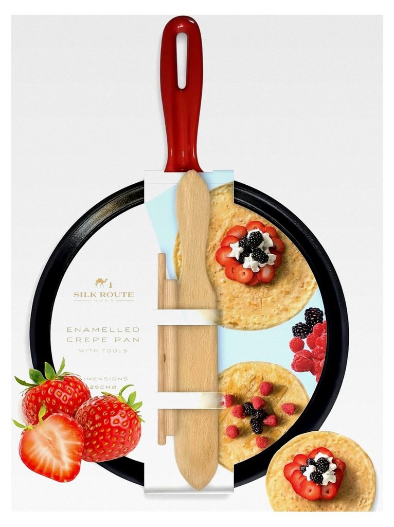 Gusseisen-Krepp- und Pfannkuchenpfanne – 25 cm antihaftbeschichtete Grillplatte mit Streuer und Spatel – langlebiges, vorgebranntes Gusseisen f...
