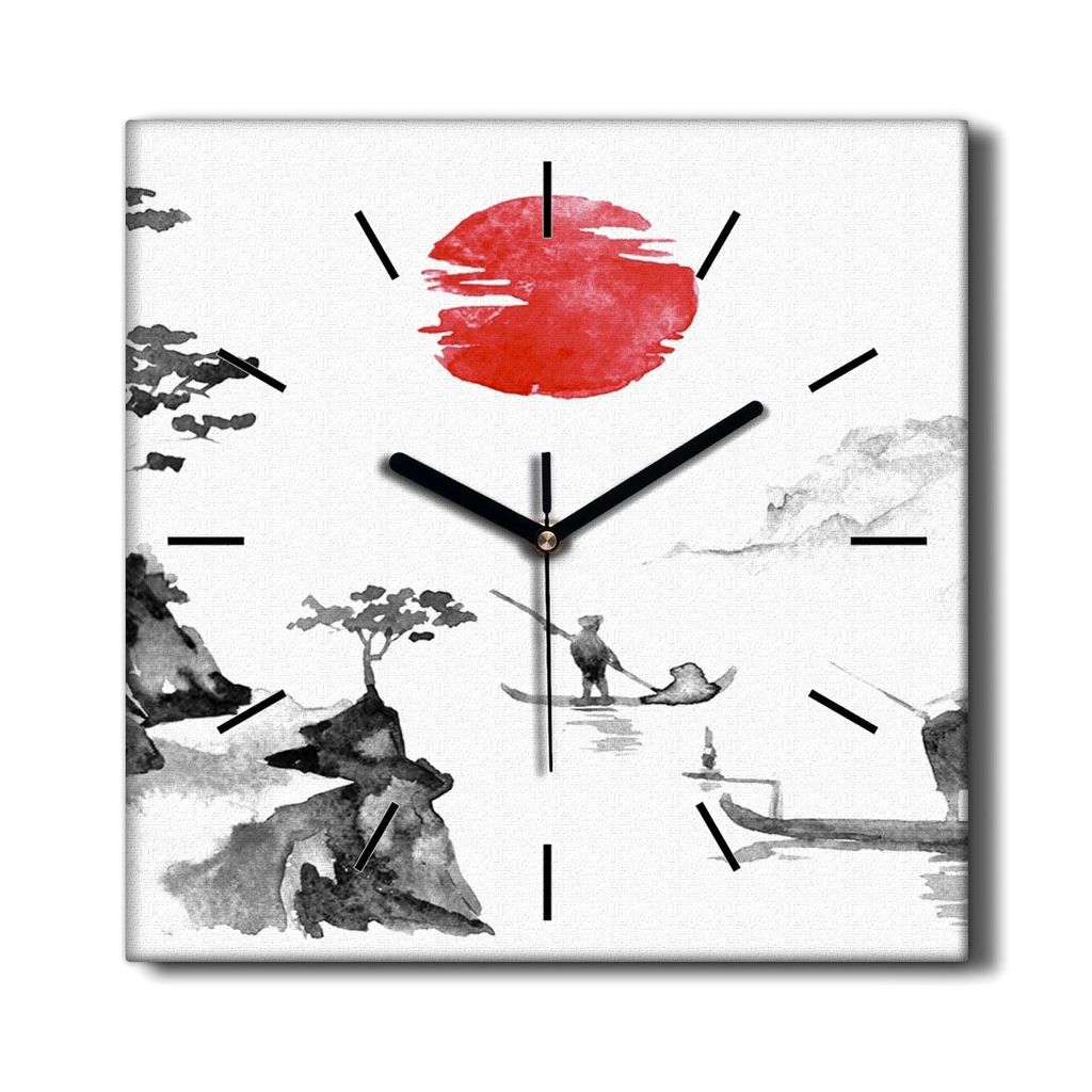 Coloray Hodiny Unikátní 30x30 cm Tiché hodiny Pro obývací pokoj a kuchyň Nástěnné hodiny Plátno Černé ručičky hodin - Japonský inkou...