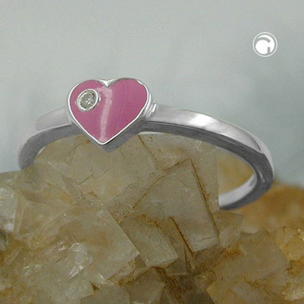 Ring Kinderring mit Herz rosa Silber 925 Ringgröße 48 Produktbild 