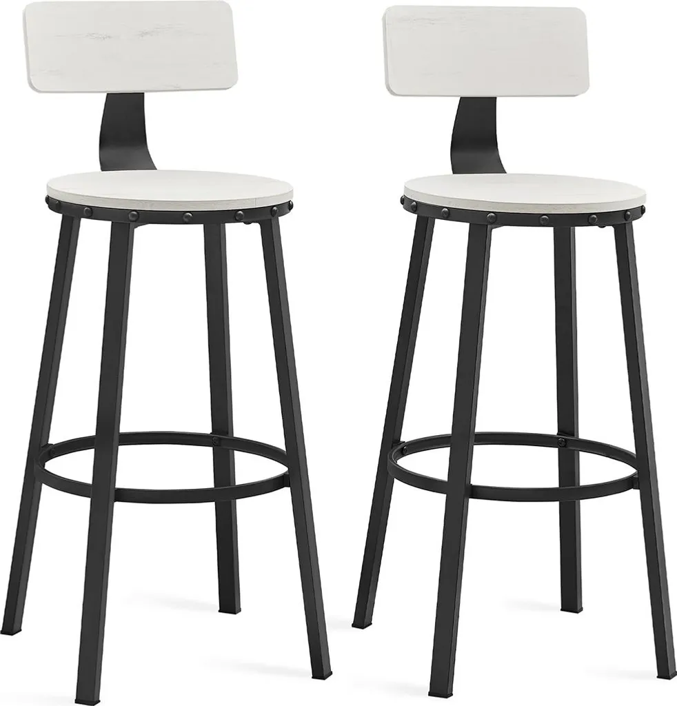Lot de 2 tabourets de bar design industriel blanc et noir réglables