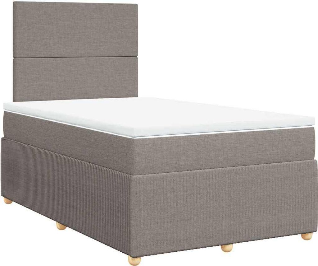 vidaXL Boxspringbett mit Matratze Taupe 120x200 cm Stoff