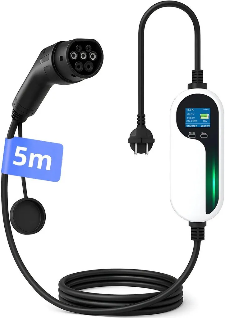 Caricatore Mobile EV Tipo 2 Regolabile 6-16A Loady | 5m Schuko 3.7kW