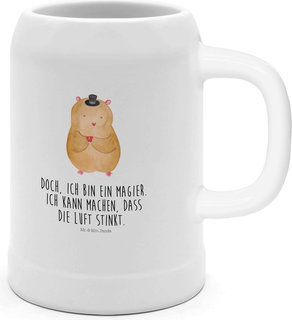 Mr. & Mrs. Panda Krug Hamster Hut - Weiß - Geschenk, Steinbierkrug, Zwerghamster, Zylinder, Tiere, Tonkrug, Magier, Steinkrug, Zauberer, Seidel, H...