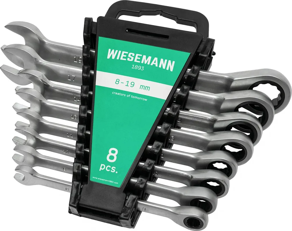 WIESEMANN 1893 Lot de 8 Clés Mixtes à Cliquet 8-19mm Acier CV 80393