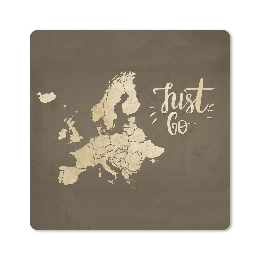 MuchoWow Mauspad Mousepad Karten - Europa - Vintage - Zitate 20x20 cm - Mousepads - Maus Mat - Pad - Mausunterlage - Desk Mat - Bureauartikeln