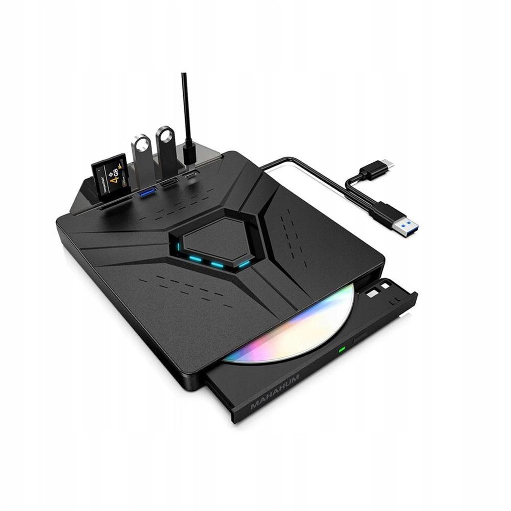 Externe CD/DVD Laufwerk Player und Brenner DVD +/-R für Mac-Laptops, tragbarer 8in1 DVD-Player/-Brenner mit USB 3.0 und Typ-C Plug-and-Play-Laufwerk