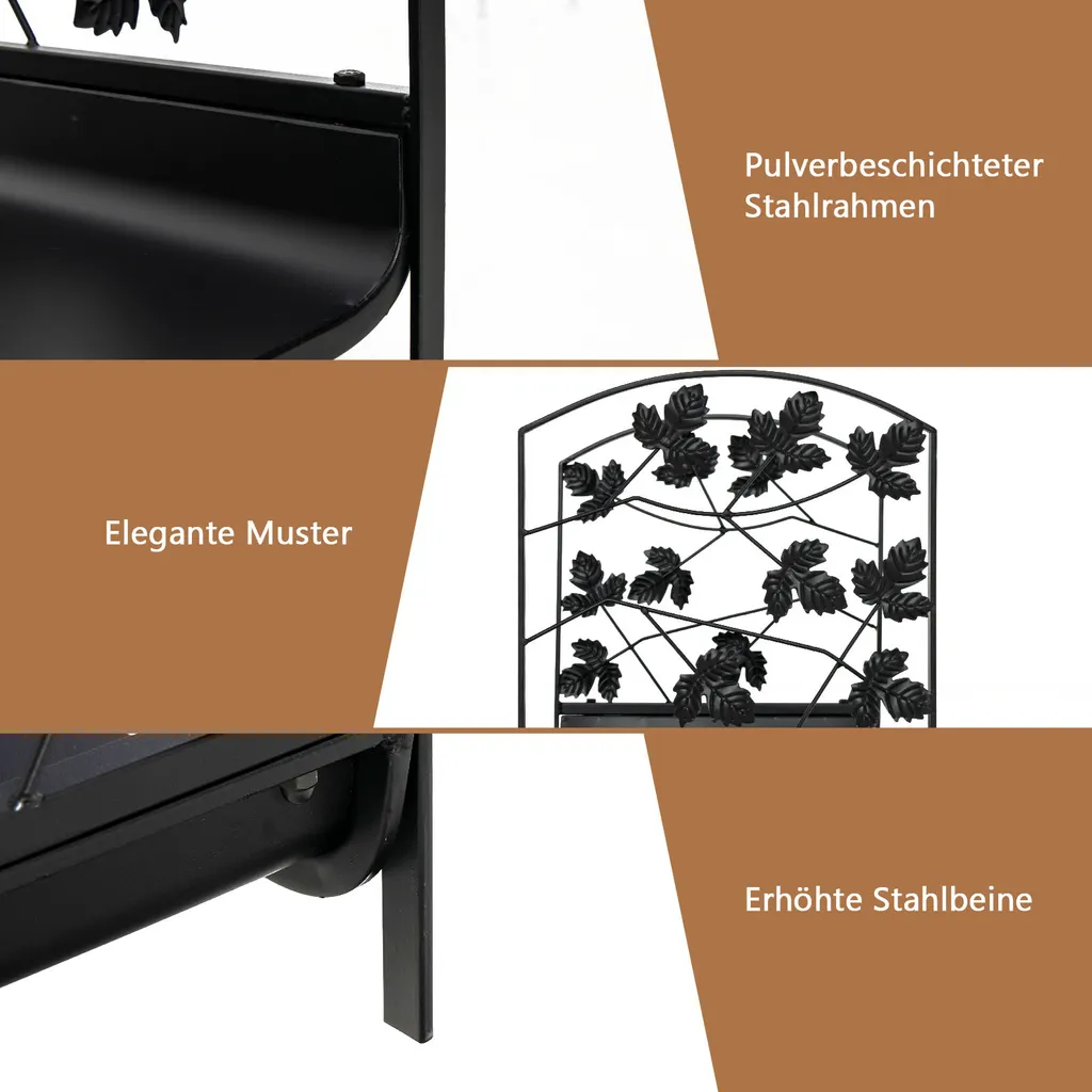 Support de bûches pour cheminée avec poignées et socle stable robuste - 5