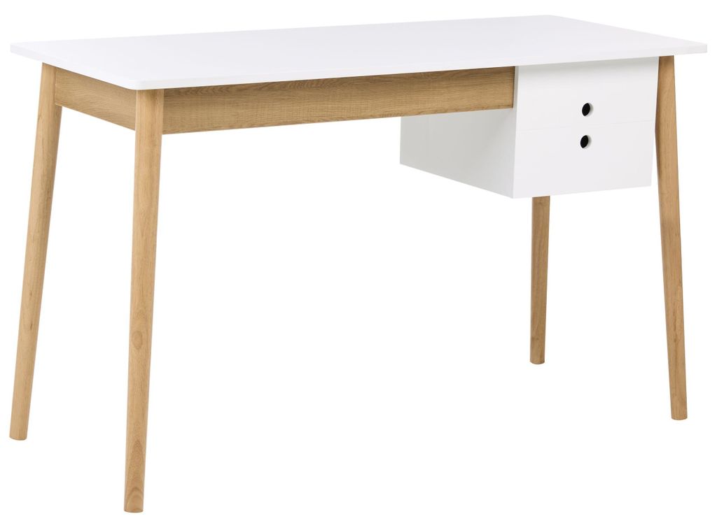 BELIANI Schreibtisch Hellbraun u. Weiß Faserplatte Rechteckig 120 x 60 cm mit Schublade Modernes Design Minimalistisch Büro Homeoffice Bürotisch