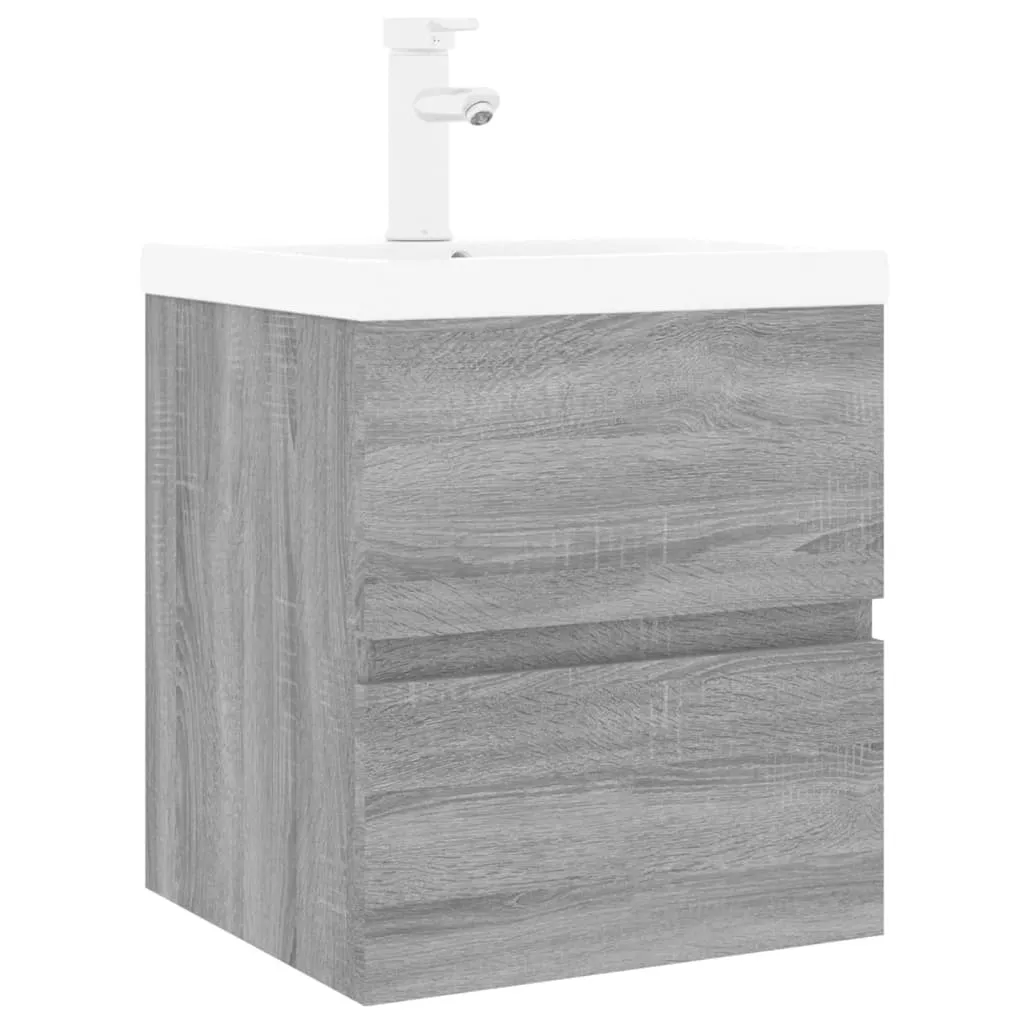 vidaXL Mobile lavabo con lavabo incorporato in legno Grigio Sonoma