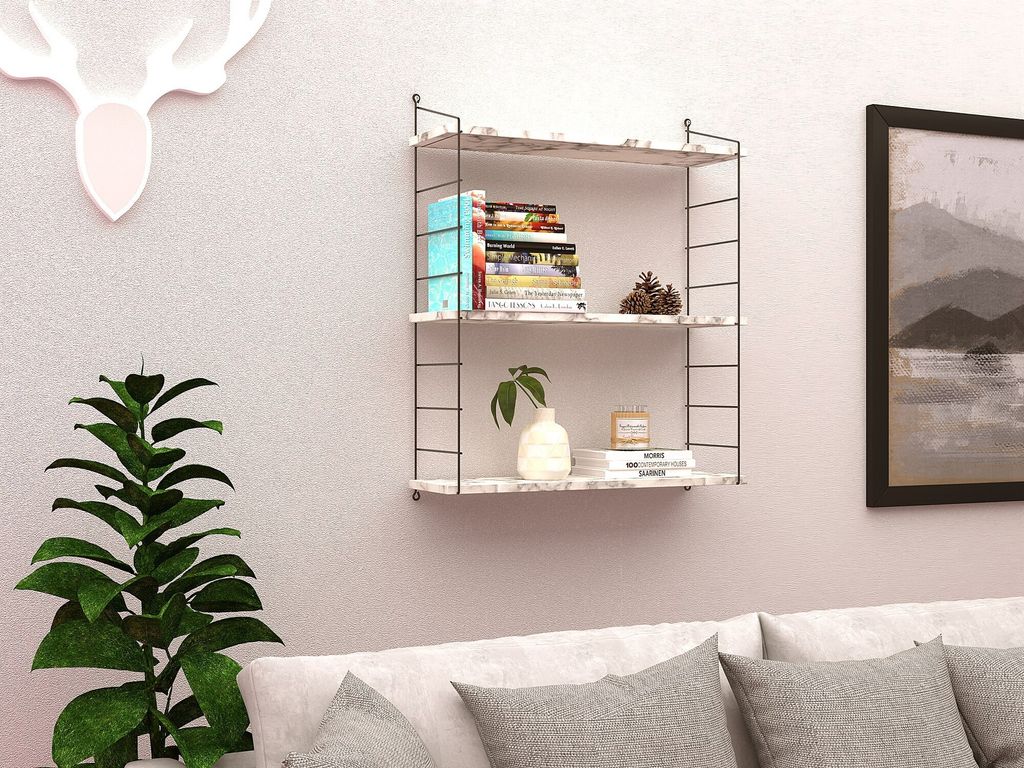 Skye Decor, Armoni 3'lü - Carrara Marble, Wandregal, Carrara-Marmor, 72 x 20 x 85 cm