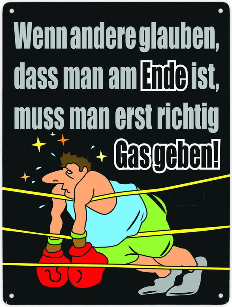 Boxer Metallschild XXL in 28x38 cm in schwarz zum Thema Motivation