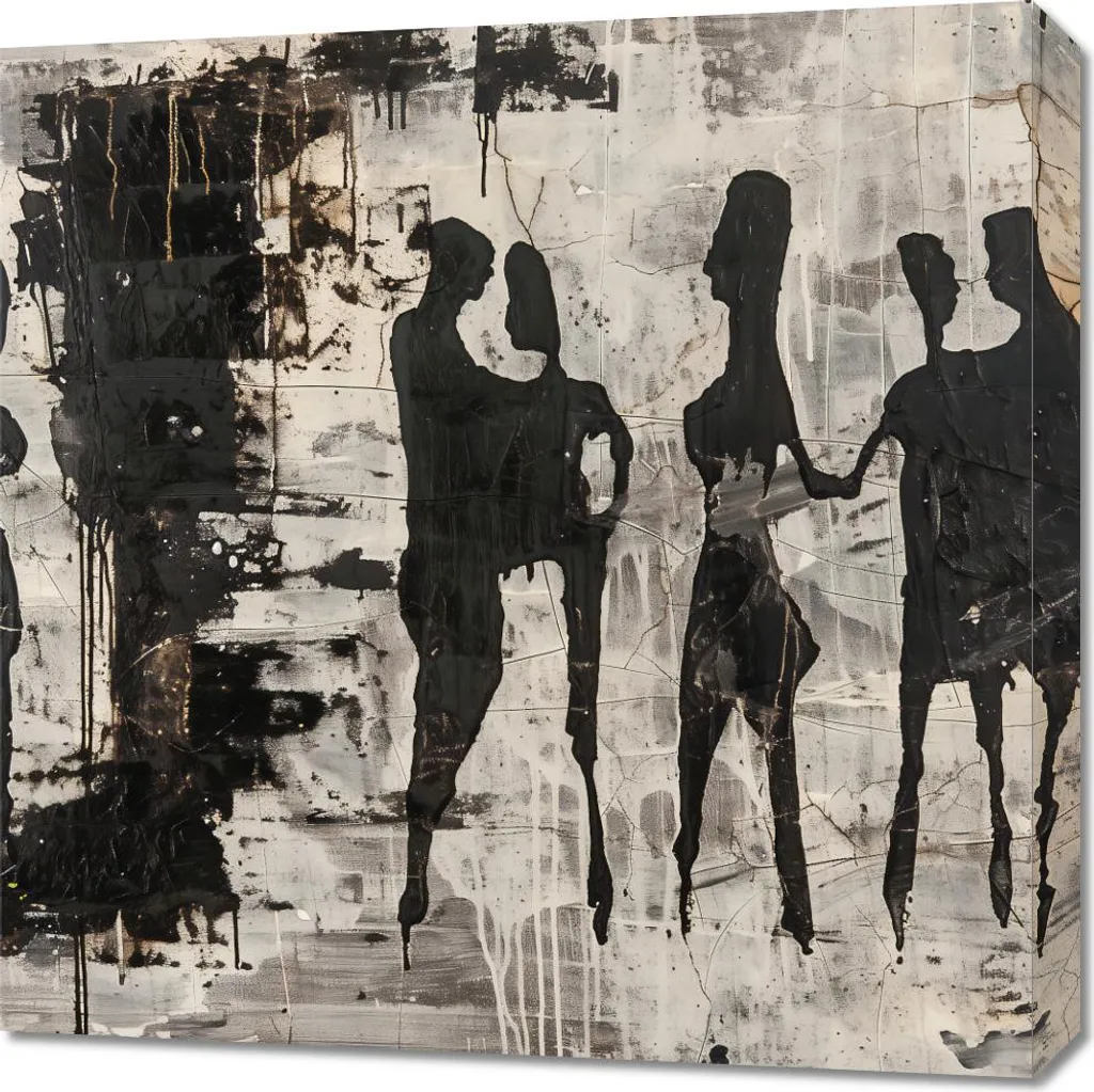 Quadro Moderno Canvas 60x60 Persone Grigie - Pronto da Appendere