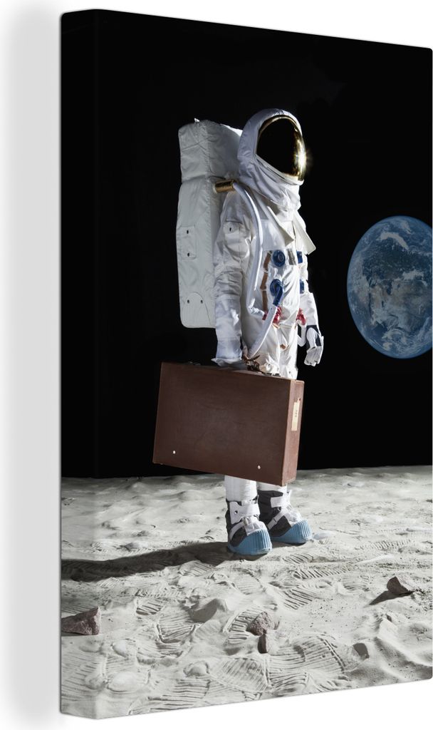 OneMillionCanvasses - Leinwandbilder - 90x140 cm, Astronaut - Koffer - Mond, Wandbilder Kunstdruck Wanddekoration - Foto auf Leinwand - Gemälde ...