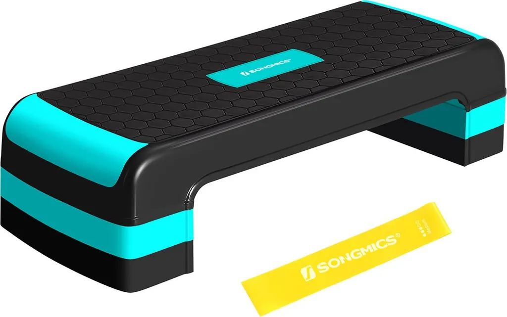 Stepboard pour aérobic noir et bleu turquoise fitness réglable 2 niveaux