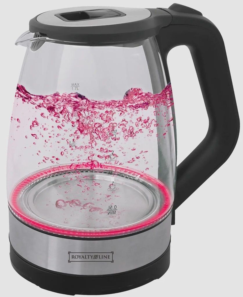 Royalty Line GWK-2200-8351RD: 1.7L Glass Kettle with Red Light - 2200W