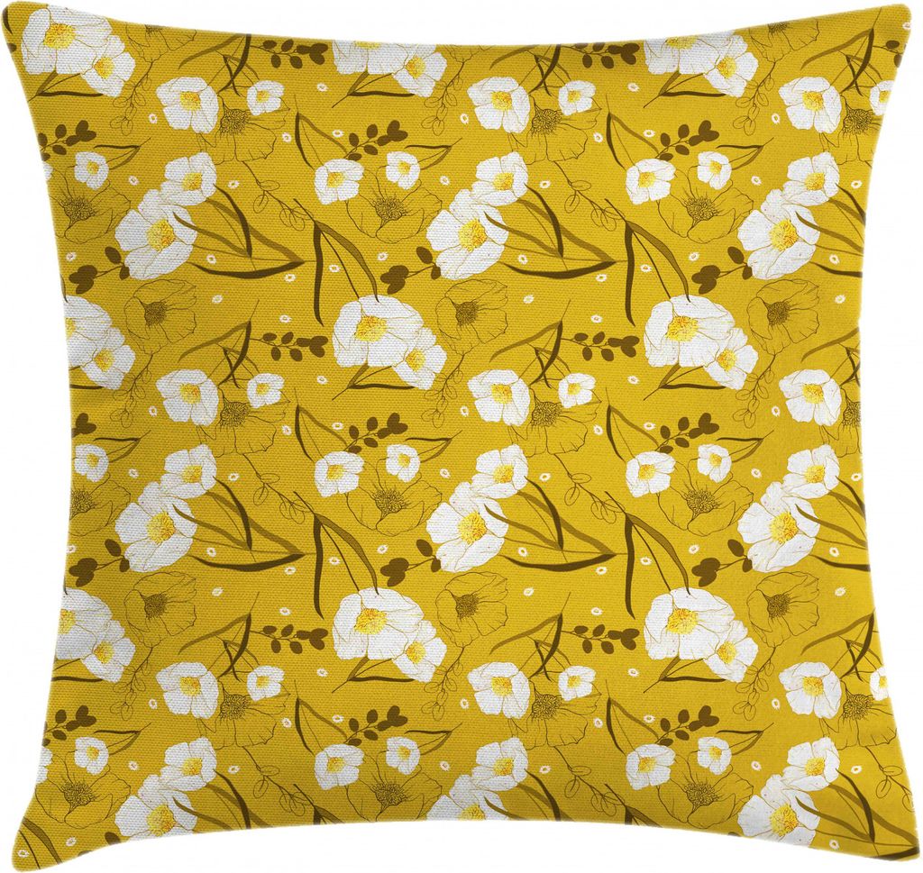 ABAKUHAUS Hawaii Kissenbezug, Weiße Blumen-Frühlings-Blüten, Wasser und Schmutz resistent Stoff Digital Druck Für den Innen oder Außen Bereich...