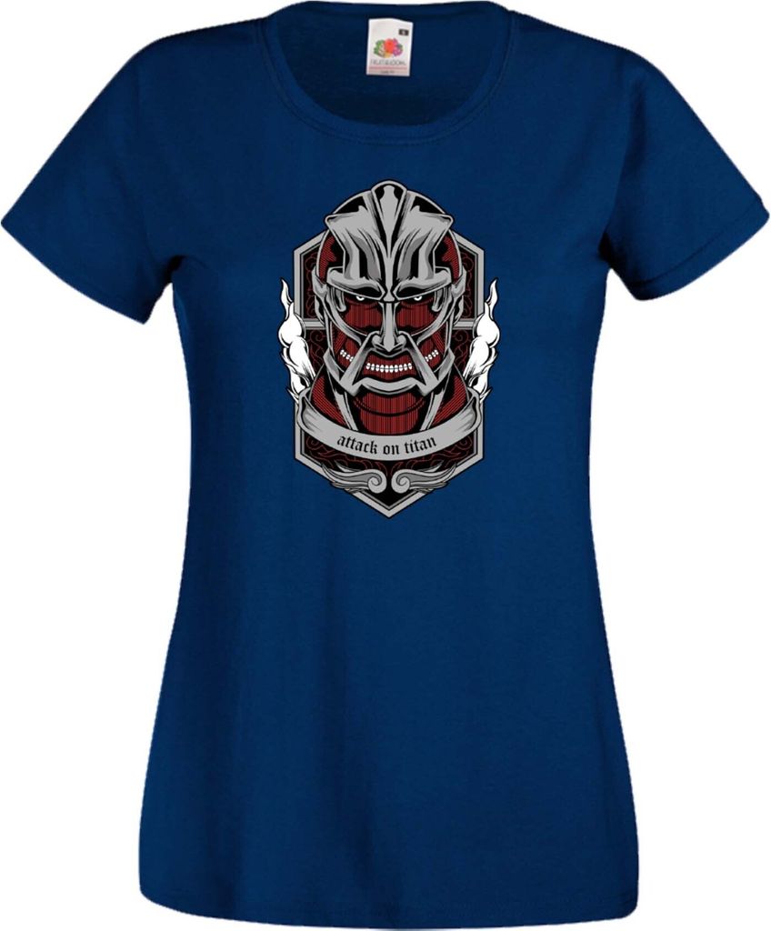 Damen T-Shirt Anime Manga Attack Anime On Titan 01 Beast Titans, Lady XS / Dunkelblau