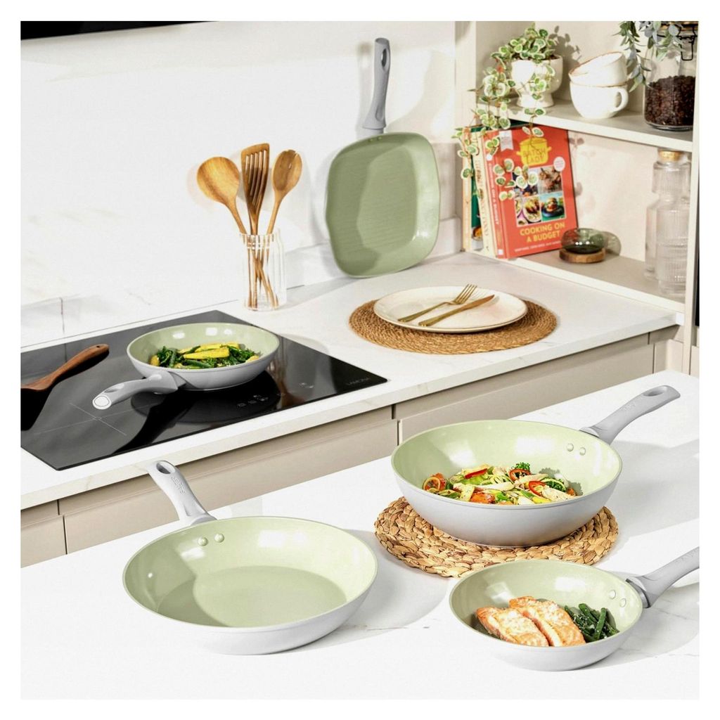 Wokpfanne 28 cm für Induktion, Wok mit Antihaftbeschichtung, Titan-Keramik Wok für asiatisches Kochen, PFAS-frei mit Bakelite-Griff