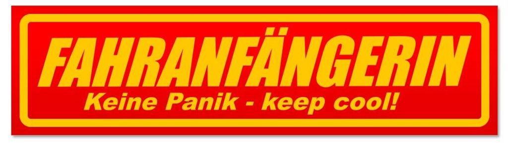 Kiwistar - Autoaufkleber - Rot - 60 x 16 cm - Fahranfängerin - Keine Panik - Hinweis Aufkleber Sticker für Auto, Kfz, Fahrrad, PKW, LKW