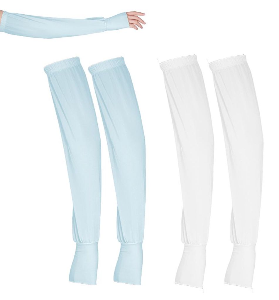 2 Paar Sonnenschutz-Ärmel für den Sommer, lockere Finger-Eis-Ärmel, Outdoor-Ärmel für Damen mit Kordelzug, UV-Schutz